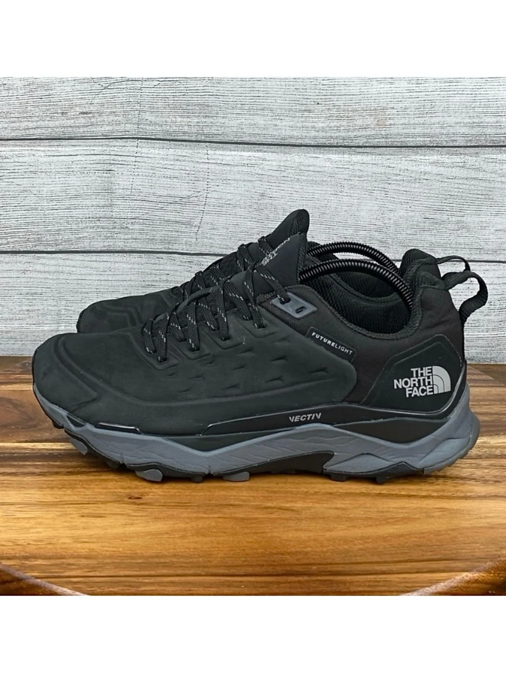 The North Face Vectiv Exploris Waterproof Futurelight Black Leather Shoe Mens 10